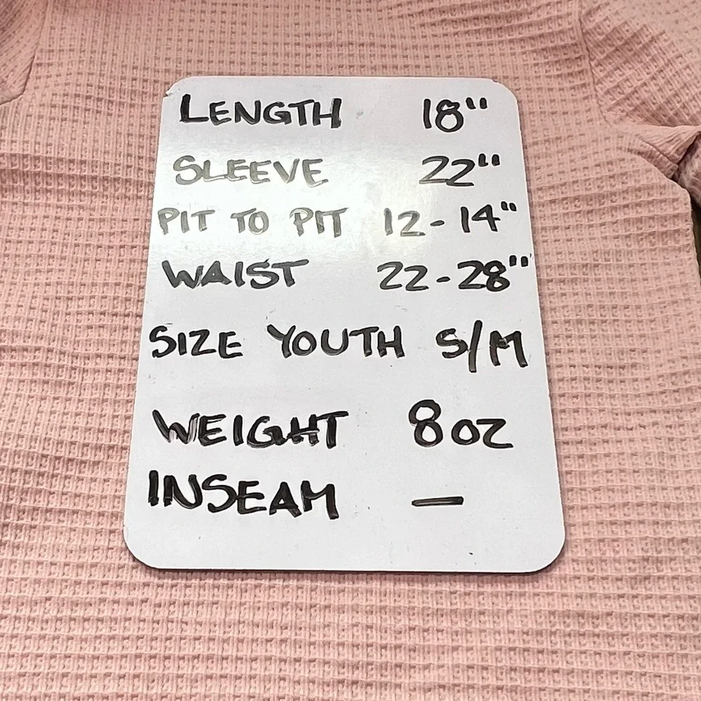AURA Kids Youth Pink Waffle Knit Long Sleeve Thermal Top S/M‎